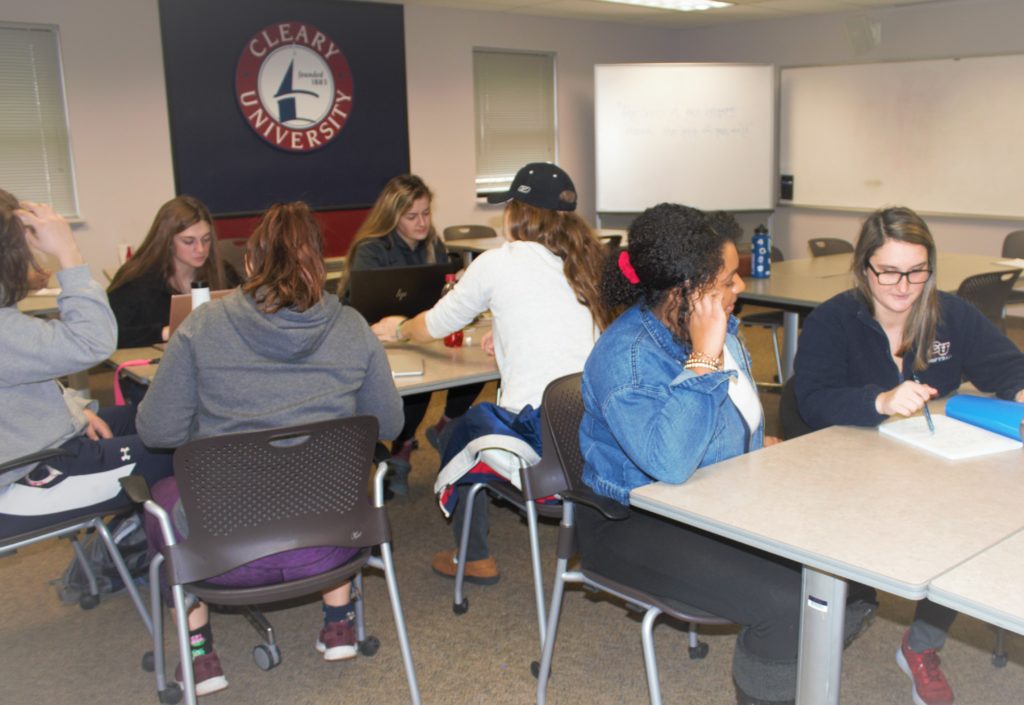 Cleary university students in classroom